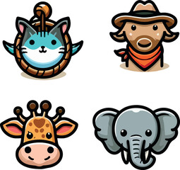 Baby animals  clipartl logo icon vector white background .
