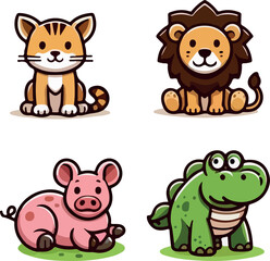Baby animals  clipartl logo icon vector white background .
