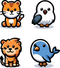 Baby animals  clipartl logo icon vector white background .