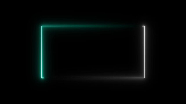 Cyan and White Neon Rectangle Frame abstract animation