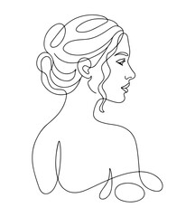 Minimalist Line Art Portrait  Elegant Female Profile Drawing for Modern Decor & Design
