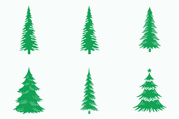 Obraz premium A vector set of green Christmas pine and fir trees with snow, perfect for winter holiday design and New Year decoration