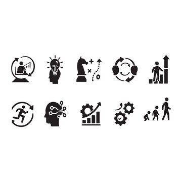 business transformation icon set vector