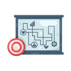 Illustration of Business Strategy Flowchart with Target
