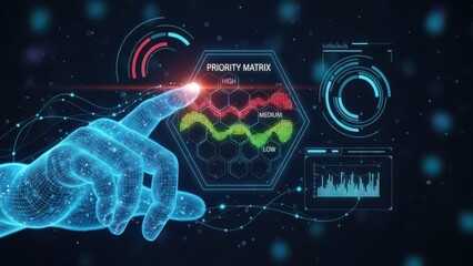 Futuristic Priority Matrix Interface with Human Hand Interaction