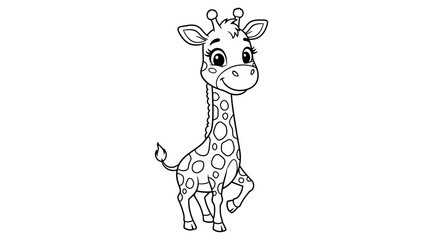 Cute Cartoon Giraffe Coloring Page with Spots