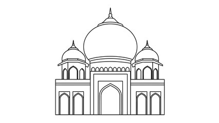 Taj Mahal Inspired Monument Line Art Illustration