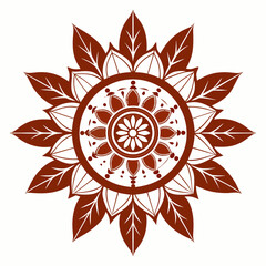 Brown floral mandala design with leaf petals