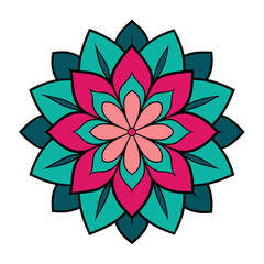 Colorful geometric mandala flower design