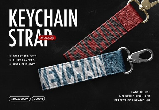 Textile Strap Keychain Mockup