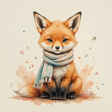 red fox with a scaff