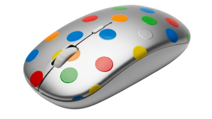 Colorful polka dot computer mouse isolated on transparent background isolated on white background