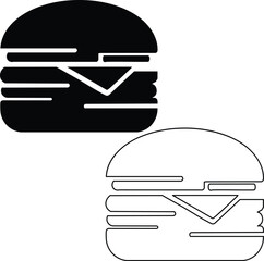 Burger icon set fast food minimalist style for menu design and advertisement