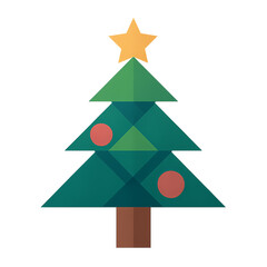 Obraz premium Geometric Christmas Tree with Star Decoration Minimalist Style on Transparent Background Design for New Year Celebration and Holiday Season Decoration Exactly 200 Characters