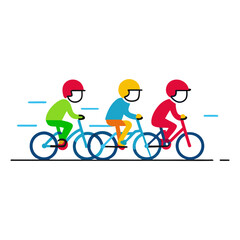 Fototapeta premium Three cyclists in a race on bicycles