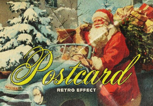 Vintage Halftone Postcard Effect Mockup