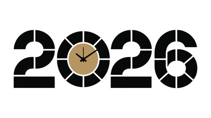 2026 Time Ahead: A visually striking representation of the year 2026, where a clock face has been cleverly integrated into the design. Embodying the concept of time and progress. 