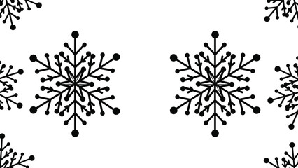 Black and white vector pattern background with decorative, stylized, and repeating snow flake symbols for winter and Christmas design