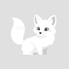 Cute Arctic Fox Illustration on Gray Background.