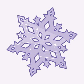 Lavender purple snowflake vector isolated on a light background. Soft pastel winter clipart suitable for Christmas themes, holiday packaging, greeting cards, and feminine seasonal designs.
