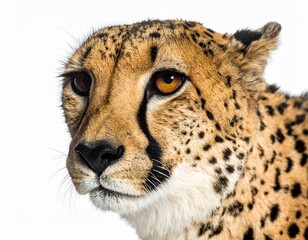 Cheetah Portrait Isolated on White Background