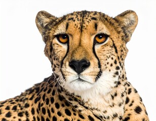 Cheetah Portrait Isolated on White Background