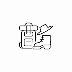 backpack boot hat icon sign vector