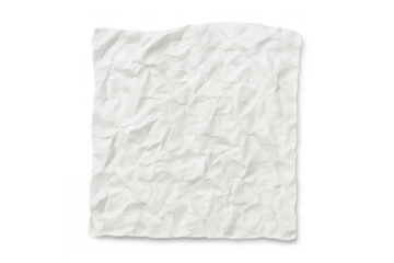 Crumpled white paper texture with rough edges, torn old blank document background concept, transparent background