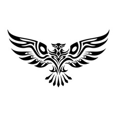 Dynamic tribal phoenix tattoo design art studio graphic illustration creative environment close-up cultural symbolism