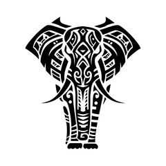 Elegant tribal elephant illustration digital artwork minimalistic style monochrome design artistic concept