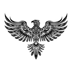 Majestic tribal phoenix artwork display artistic studio digital design creative environment elevated perspective symbol of rebirth