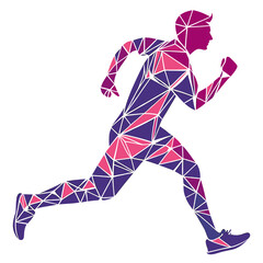 Obraz premium Geometric runner silhouette in vibrant pink and purple tones