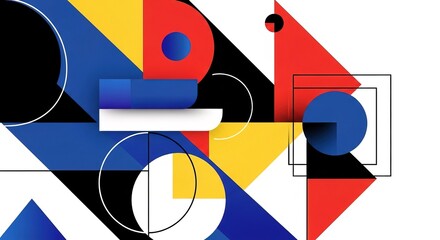 Dynamic abstract geometric composition with vibrant primary colors perfect for modern design, creative concepts, and bold visual statements for impactful projects