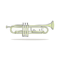 Obraz premium Trumpet Cartoon Illustration on White Background, Musical Instrument, Valves