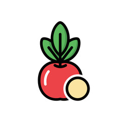 Vibrant apple and slice icon illustration conveying freshness and healthy eating, perfect for food blogs and nutrition guides or modern logo designs