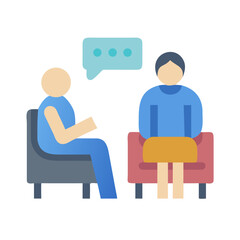 Flat Illustration of Counseling Session with Therapist and Patient Discussing Issues