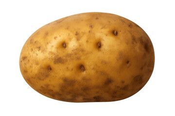 Raw potato tuber with brown skin, isolated on a transparent background, showing organic vegetable for healthy cooking ingredients