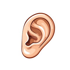 Cartoon Illustration of a Human Ear in a Realistic Style