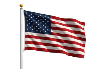 Obraz premium United states of america national flag, also known as stars and stripes, flying on a pole as a symbol of freedom