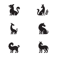 Animal logo set Vector silhouette