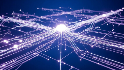 Abstract glowing network of digital connections and data flow