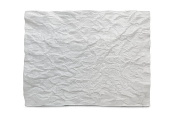 Obraz premium Wrinkled white paper napkin texture providing a crumpled fabric background on a transparent alpha channel