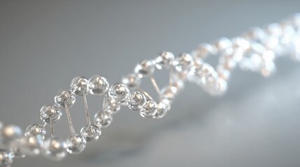 Transparent glass DNA double helix structure. Concept for genetic science, biotechnology research, and molecular biology. Modern scientific visualization for genetic study, biotech innovation, and DNA