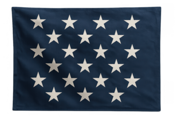 United states historical flag, dark blue canton with twenty stars representing the states, symbols of independence and unity