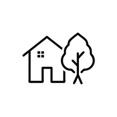 Black Filled House With Tree Icon