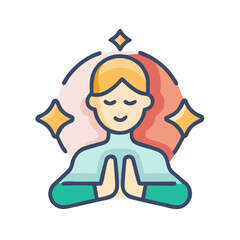 Meditating Person Icon With Glowing Aura For Wellness And Spirituality Concepts