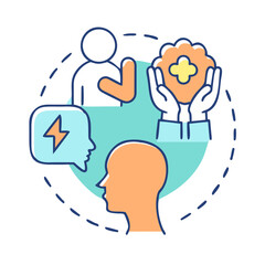 Illustrative representation of mental health support and therapy with abstract figures