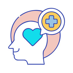 Mental Health and Wellbeing: A Colorful Icon of a Head with Heart