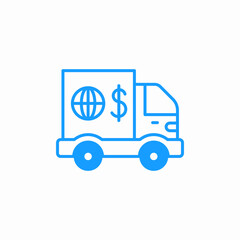 global money truck icon sign vector