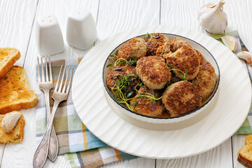frikadellen, Minced Meat Patties in white bowl